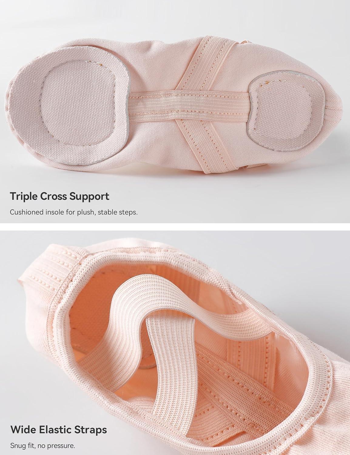 imageBallet Dance Canvas Shoes for Little Girls Toddler Kids Split Sole Ballerina Soft SlippersBallet Pink