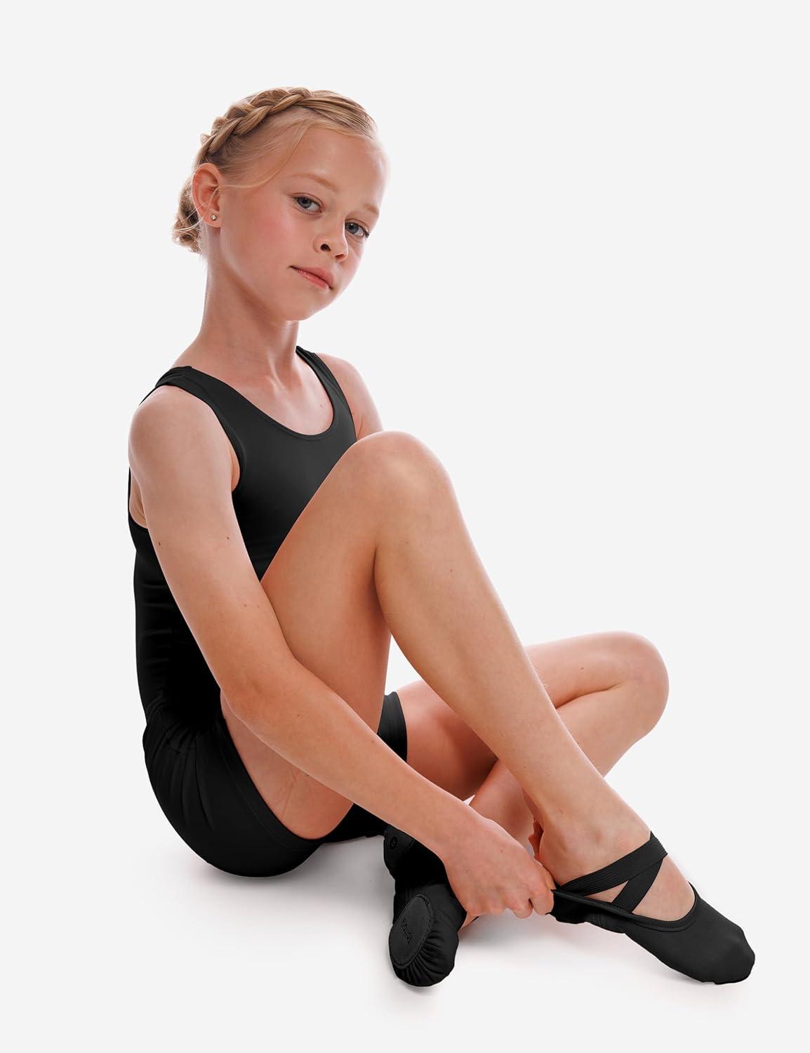 imageBallet Dance Canvas Shoes for Little Girls Toddler Kids Split Sole Ballerina Soft SlippersBlack