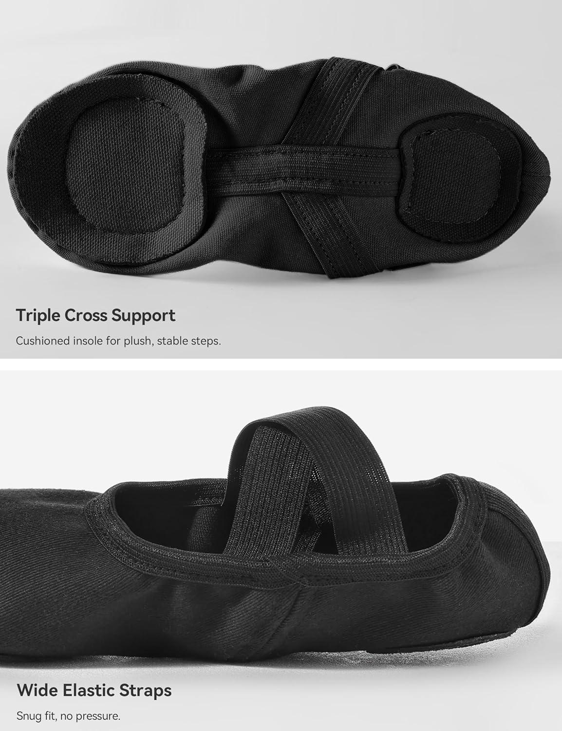 imageBallet Dance Canvas Shoes for Little Girls Toddler Kids Split Sole Ballerina Soft SlippersBlack