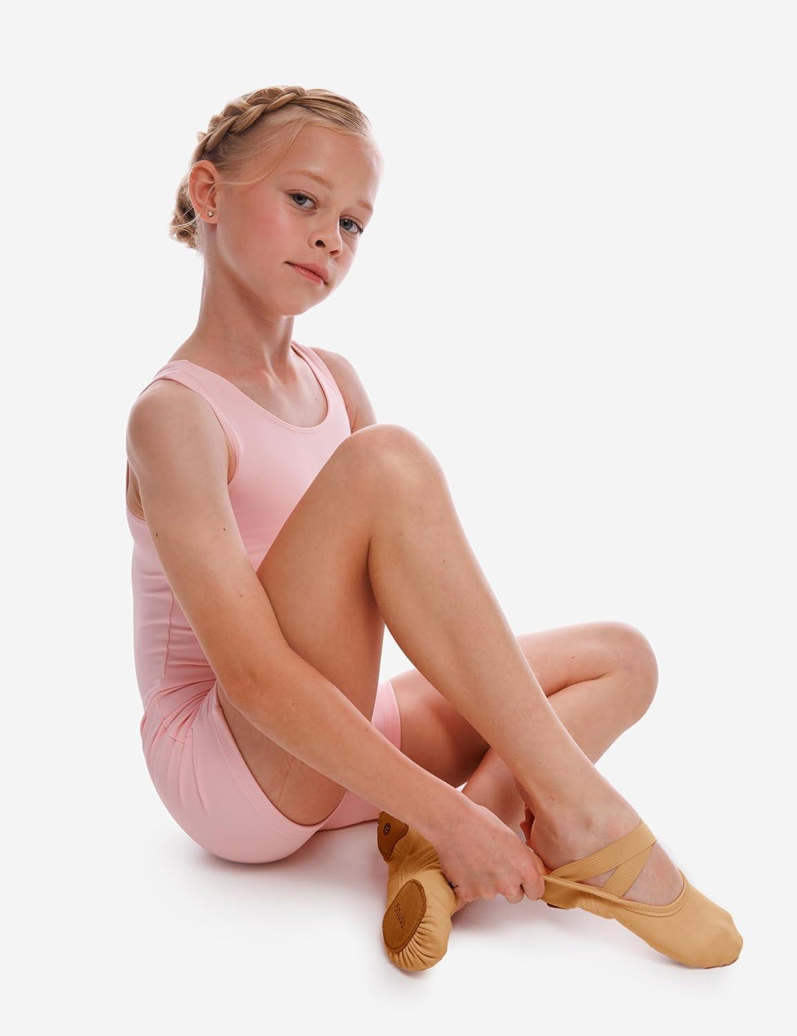 imageBallet Dance Canvas Shoes for Little Girls Toddler Kids Split Sole Ballerina Soft SlippersSand