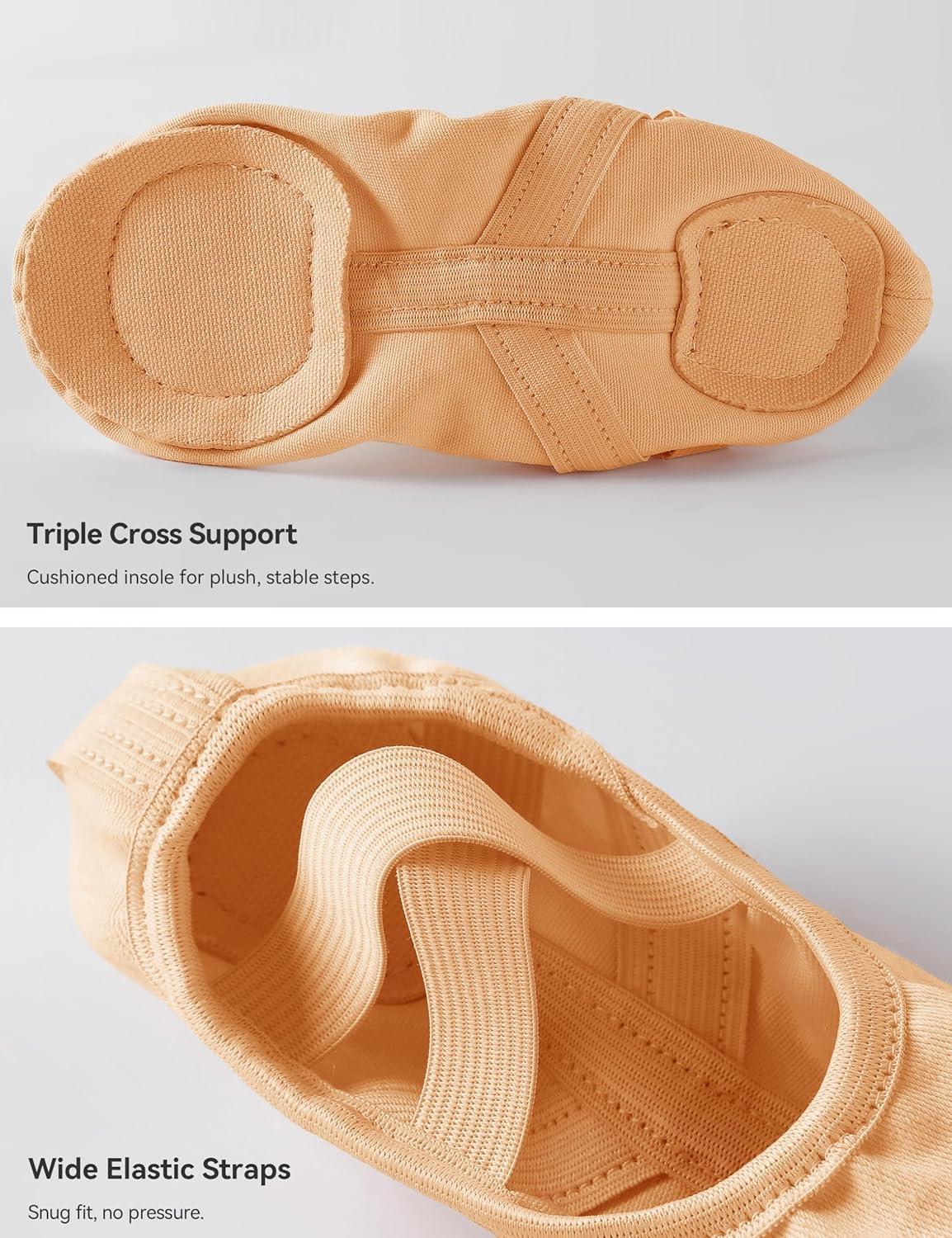imageBallet Dance Canvas Shoes for Little Girls Toddler Kids Split Sole Ballerina Soft SlippersSand