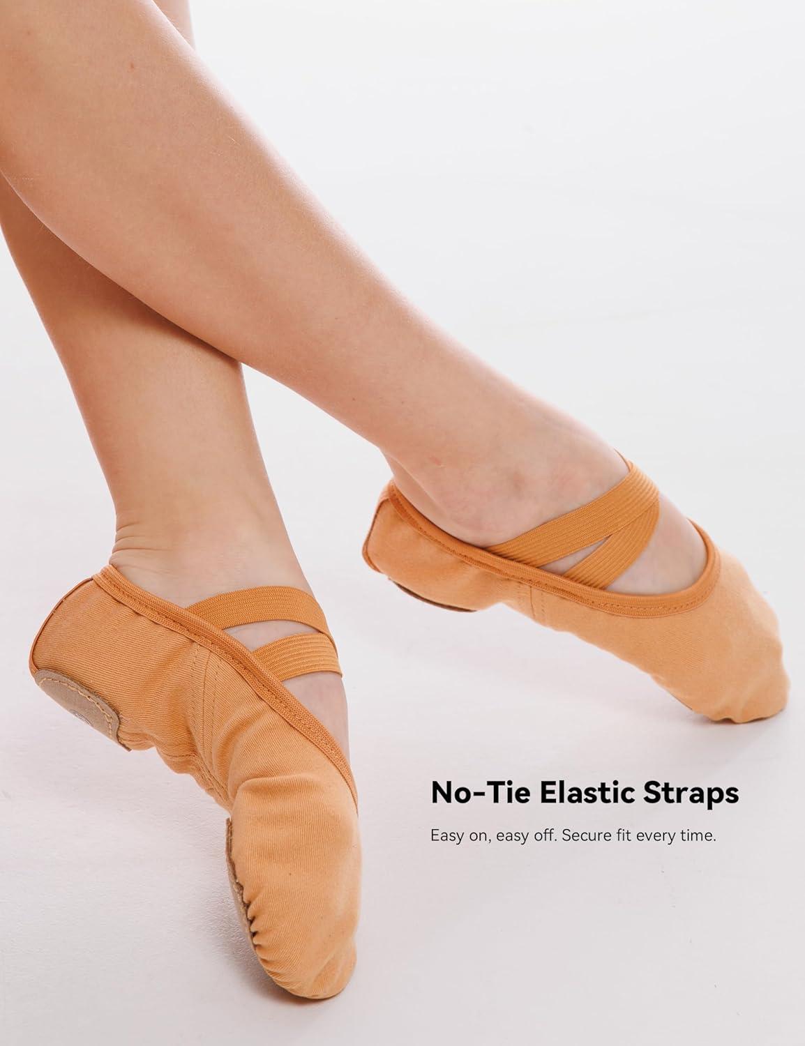 imageBallet Dance Canvas Shoes for Little Girls Toddler Kids Split Sole Ballerina Soft SlippersSand