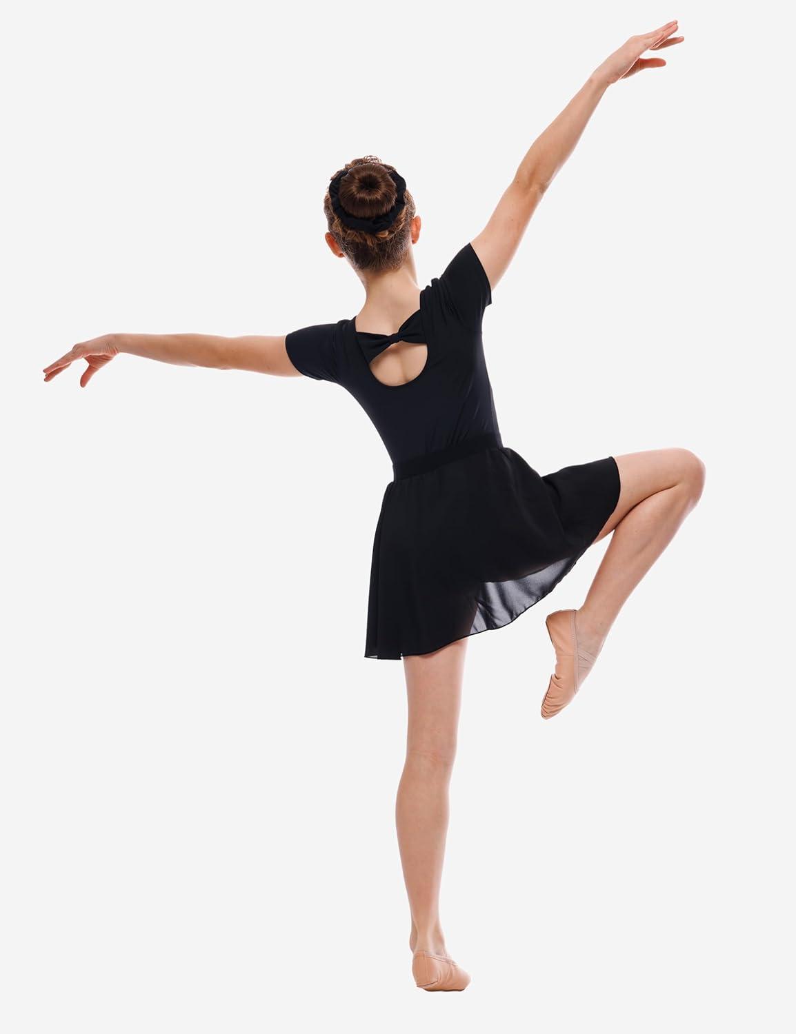 imageBallet Dance Wrap Skirt for Girls Toddler Kids Ballerina Chiffon SkirtBlack