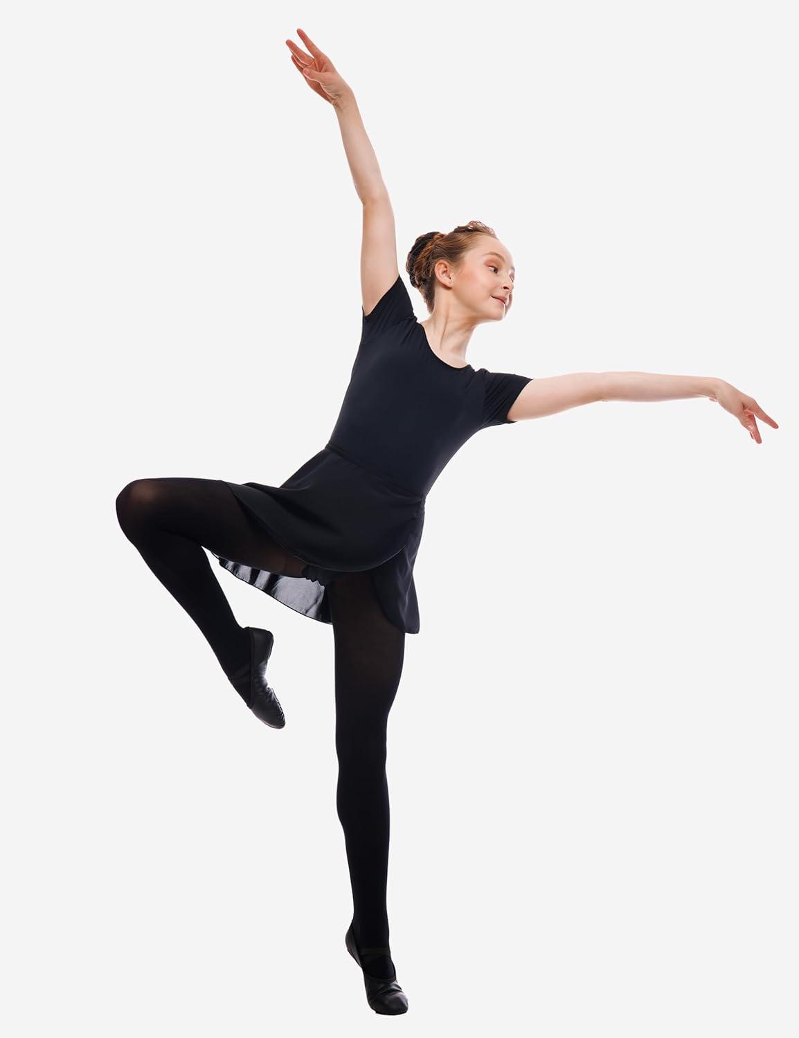imageBallet Dance Wrap Skirt for Girls Toddler Kids Ballerina Chiffon SkirtBlack