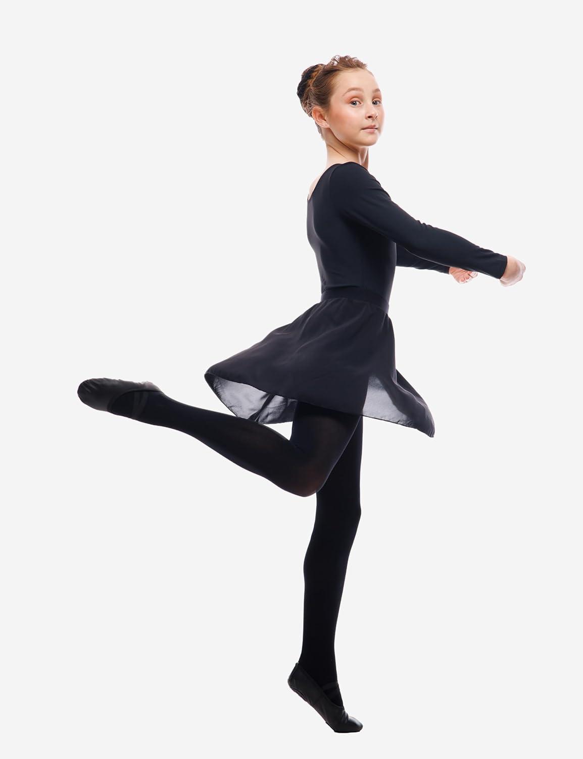imageBallet Dance Wrap Skirt for Girls Toddler Kids Ballerina Chiffon SkirtBlack
