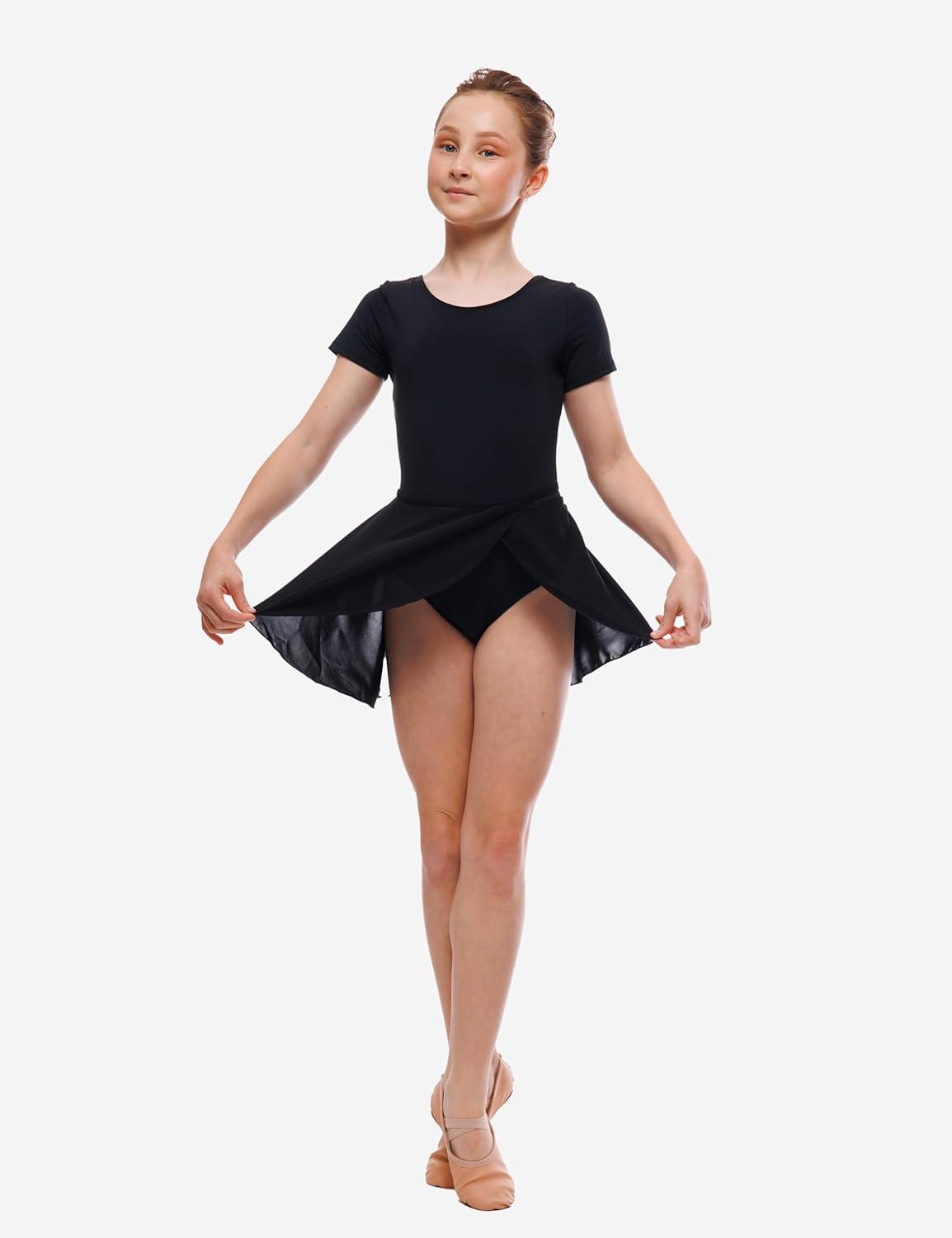 imageBallet Dance Wrap Skirt for Girls Toddler Kids Ballerina Chiffon SkirtBlack