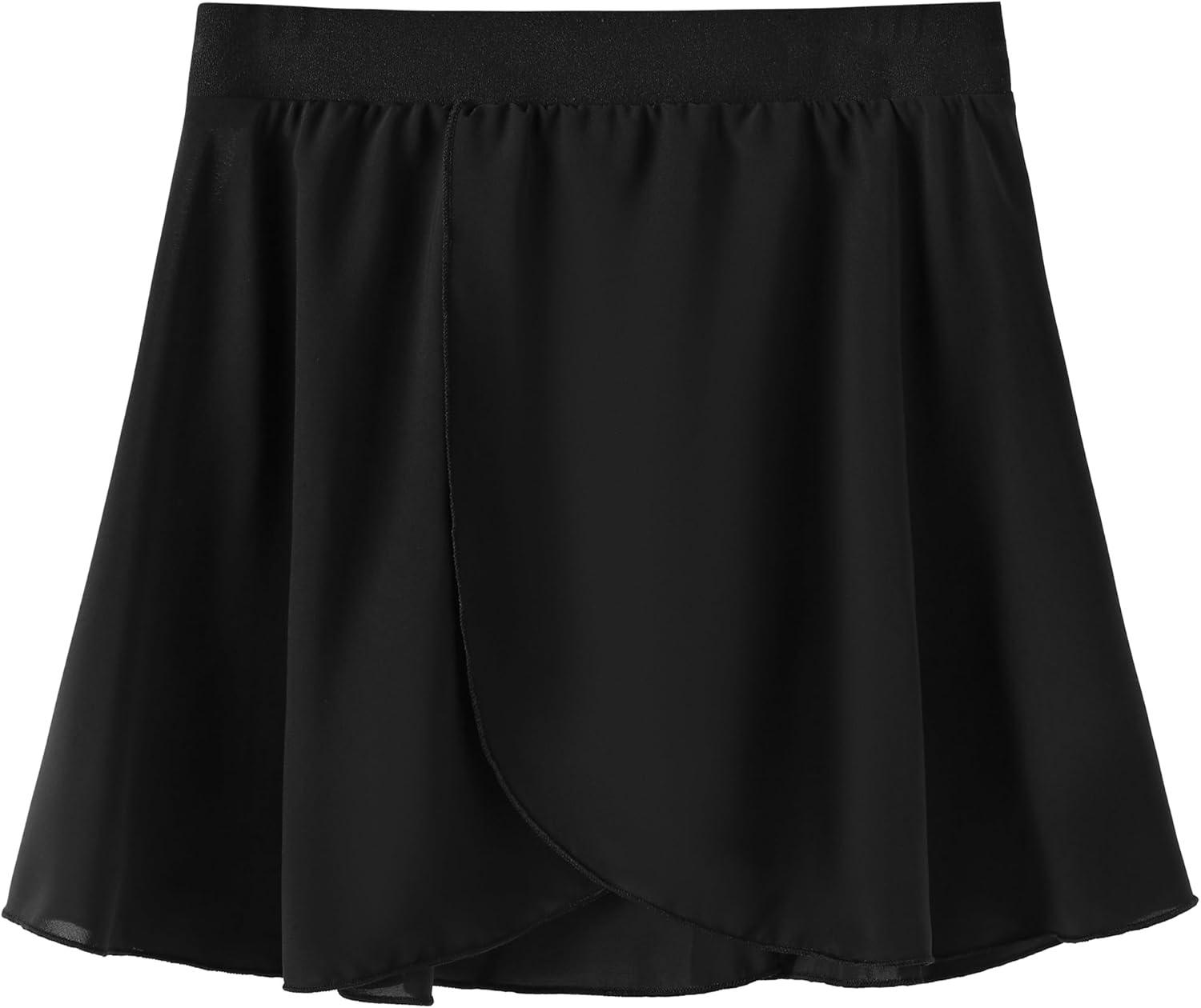 imageBallet Dance Wrap Skirt for Girls Toddler Kids Ballerina Chiffon SkirtBlack