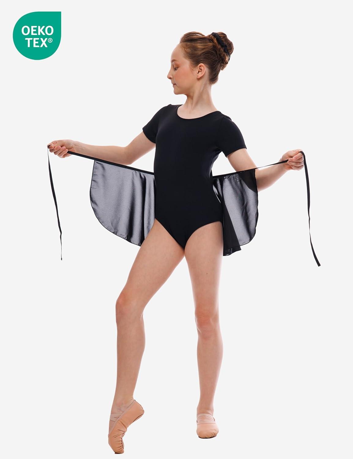 imageBallet Dance Wrap Skirt for Girls Toddler Kids Ballerina Chiffon SkirtBlack