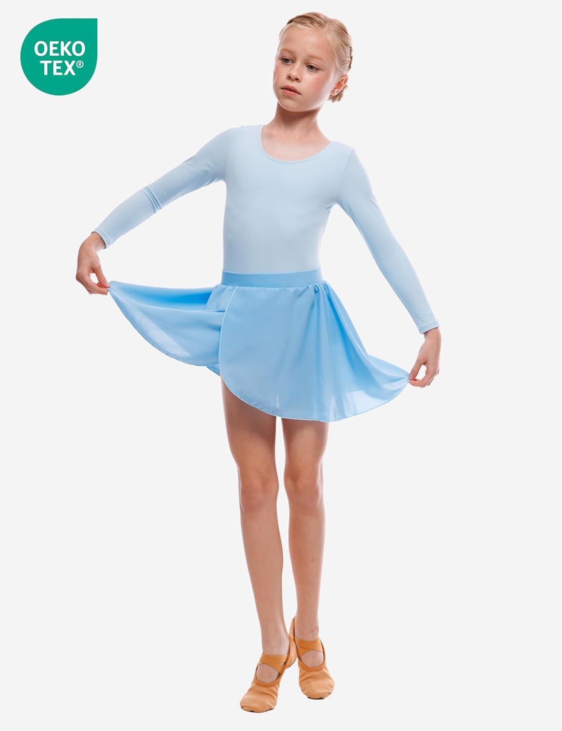imageBallet Dance Wrap Skirt for Girls Toddler Kids Ballerina Chiffon SkirtBlue