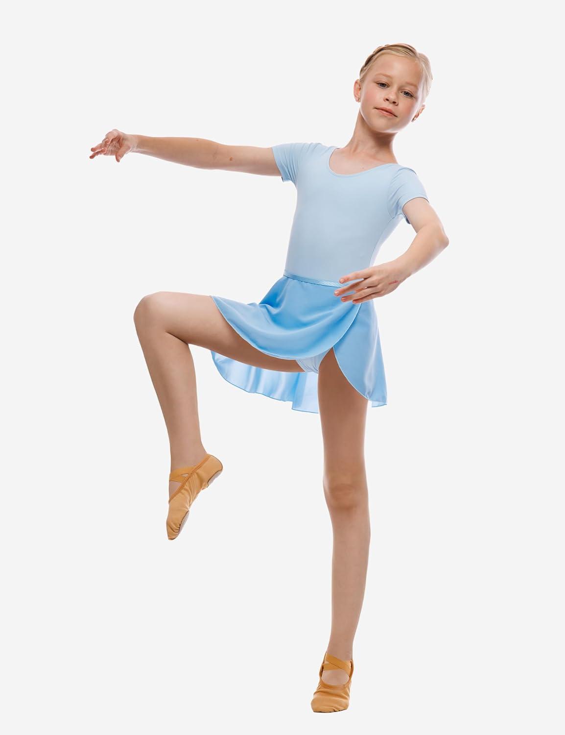 imageBallet Dance Wrap Skirt for Girls Toddler Kids Ballerina Chiffon SkirtBlue