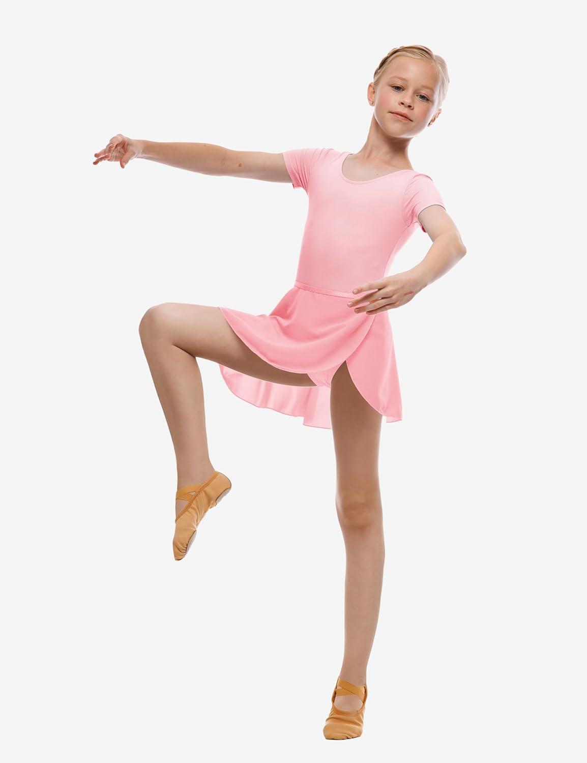 imageBallet Dance Wrap Skirt for Girls Toddler Kids Ballerina Chiffon SkirtPink