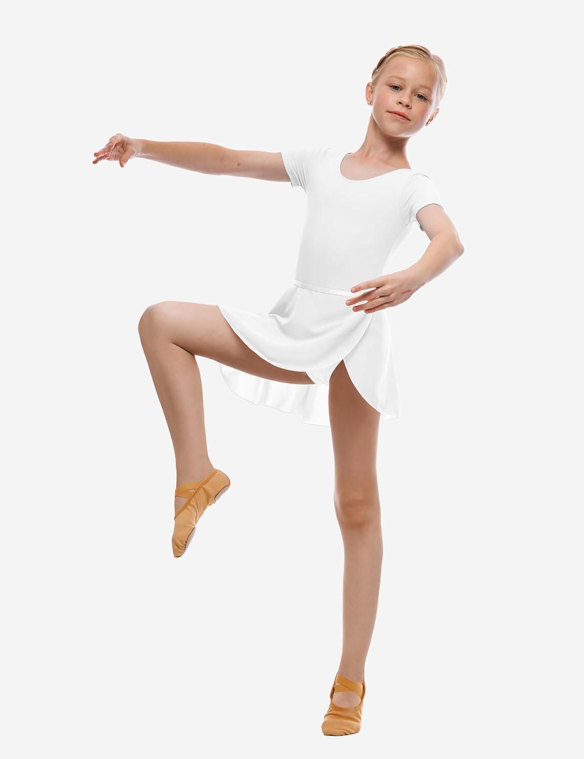 imageBallet Dance Wrap Skirt for Girls Toddler Kids Ballerina Chiffon SkirtWhite