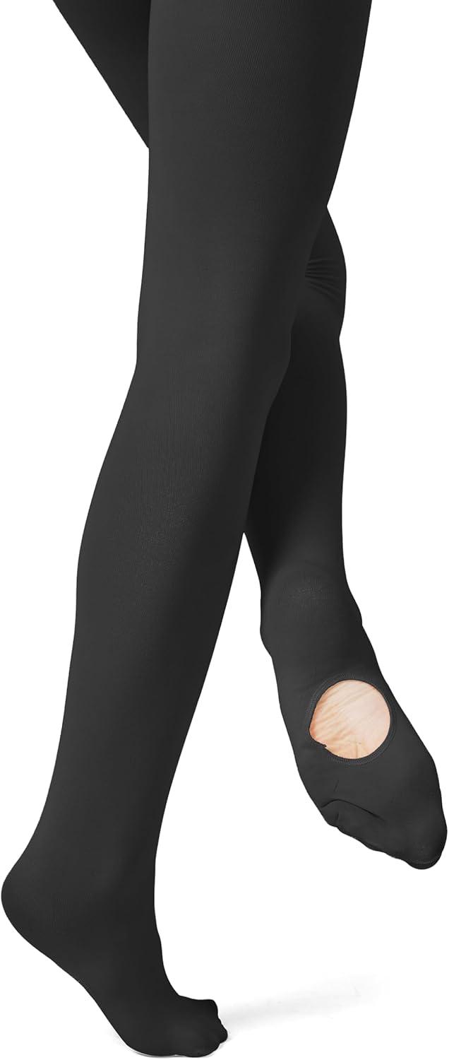 imageGirls Ballet Dance Convertible Tights Toddler Kids Ballerina Ultra Soft Stretchy Transition StockingsBlack