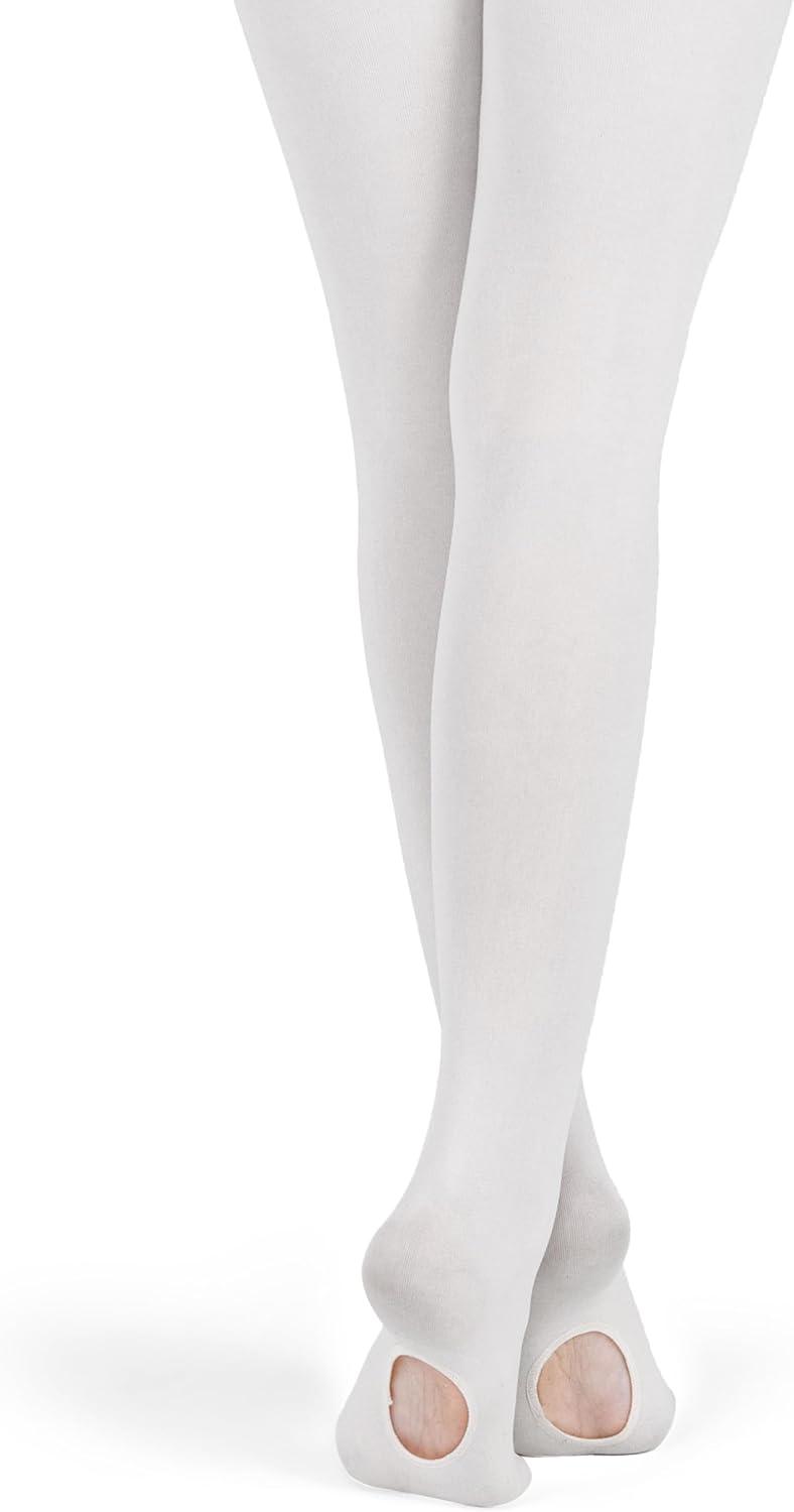 imageGirls Ballet Dance Convertible Tights Toddler Kids Ballerina Ultra Soft Stretchy Transition StockingsWhite
