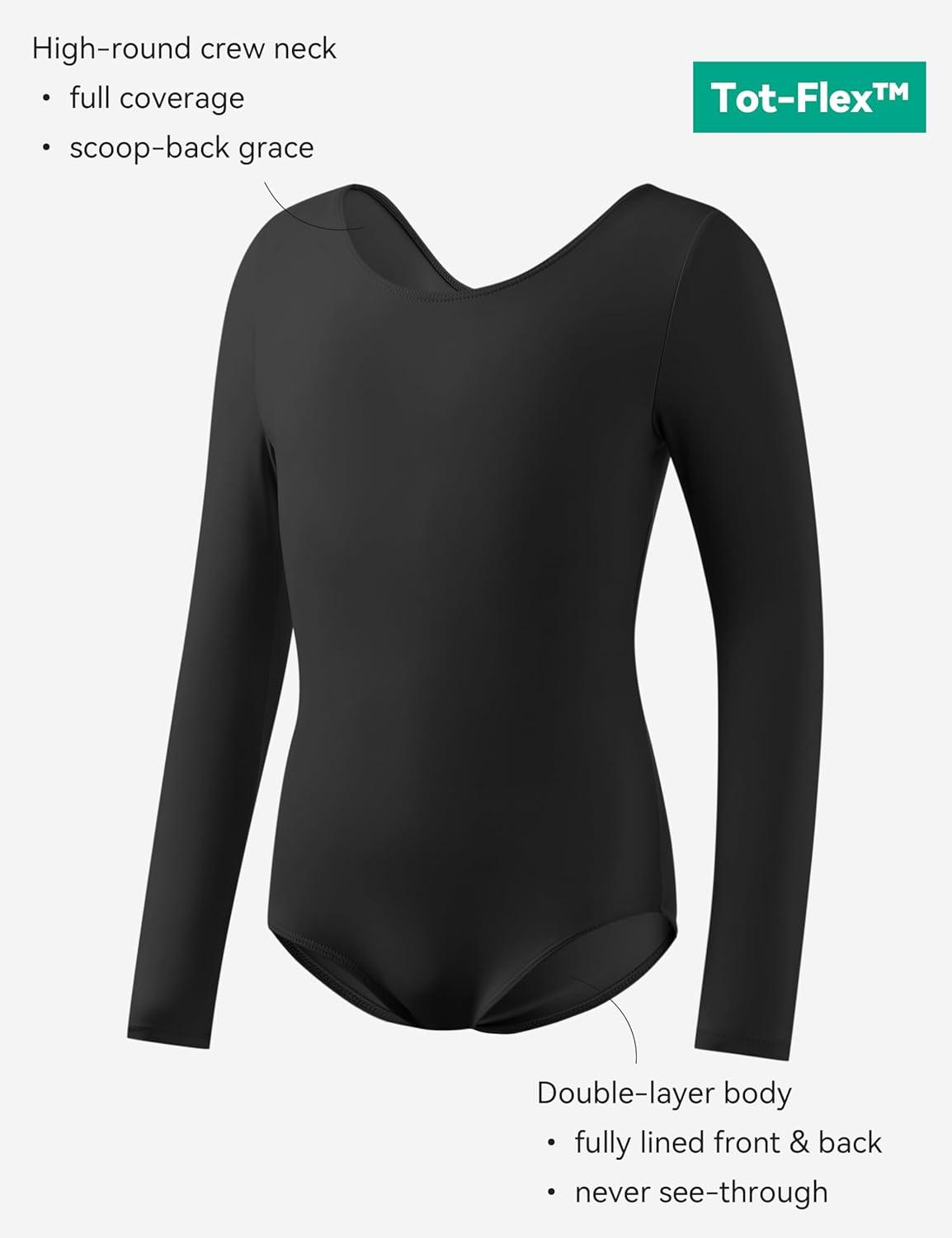 imageGirls Ballet Dance Long Sleeve Leotard with Removable Skirt and Tights Combo Toddlers Gymnastics Ballerina OutfitBlack