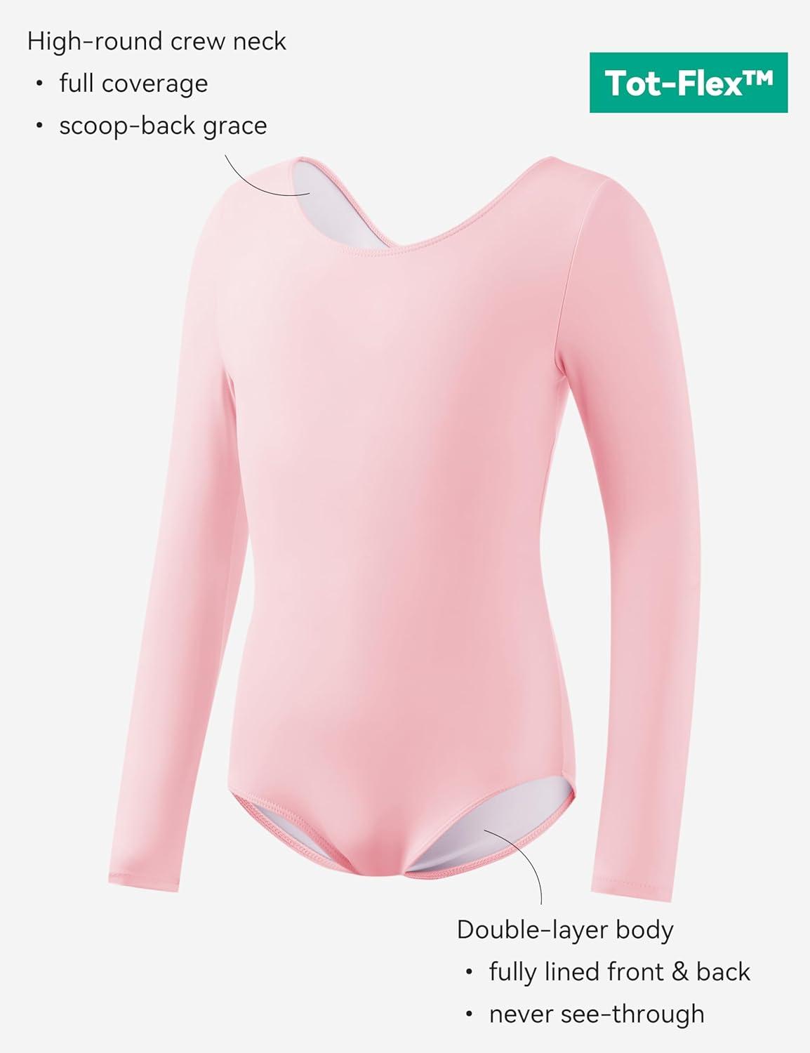 imageGirls Ballet Dance Long Sleeve Leotard with Removable Skirt and Tights Combo Toddlers Gymnastics Ballerina OutfitPink