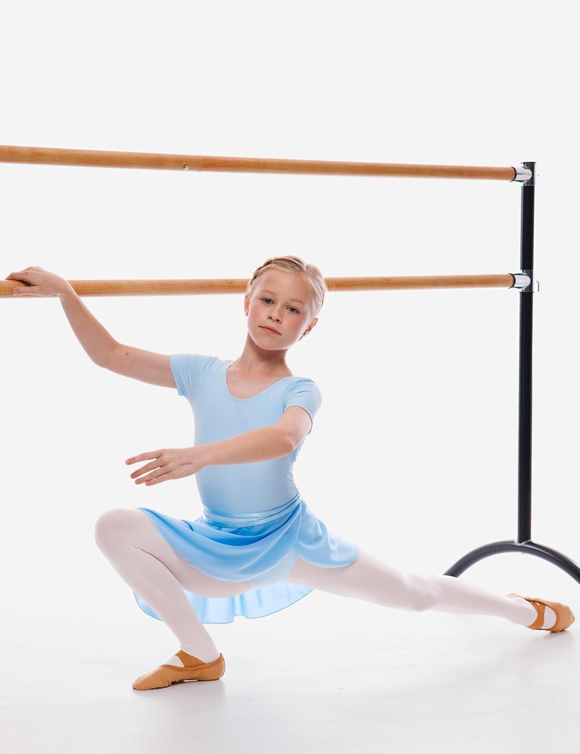 imageGirls Ballet Dance Short Sleeve Leotard with Removable Skirt and Tights Combo Toddlers Gymnastics Ballerina OutfitBlue