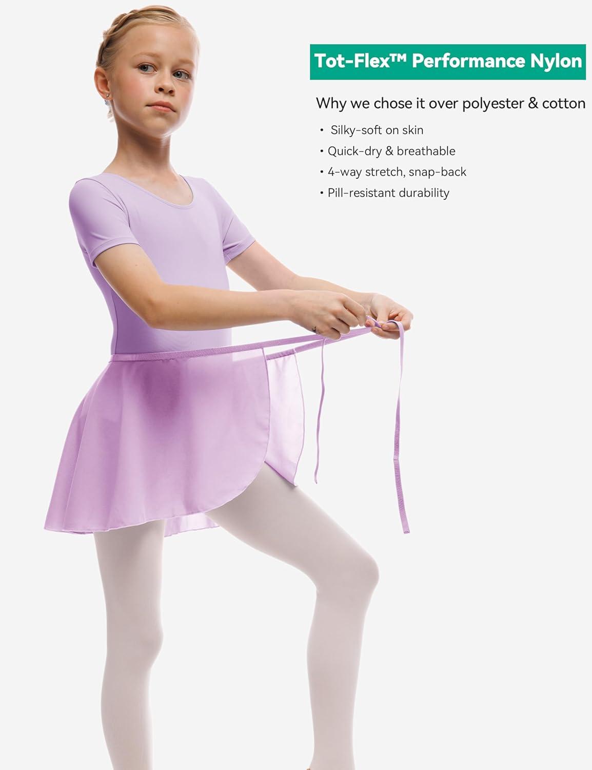 imageGirls Ballet Dance Short Sleeve Leotard with Removable Skirt and Tights Combo Toddlers Gymnastics Ballerina OutfitPurple