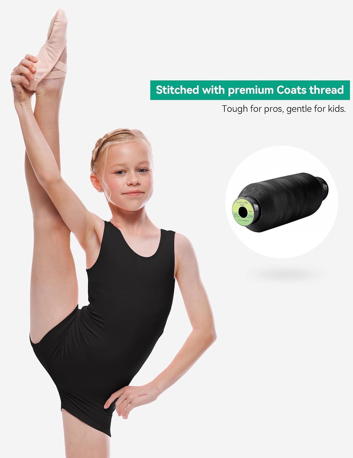 imageGirls Gymnastics Dance Sleeveless Leotard with Shorts Toddler Kids Tank Tumbling Biketard Unitard Outfit 2 PackBlack
