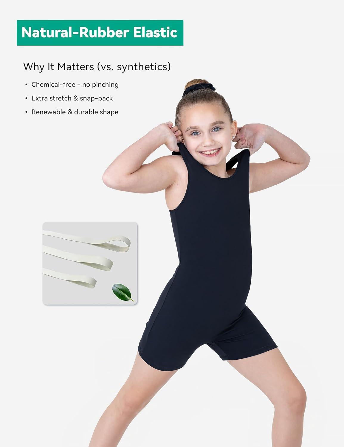 imageGirls Gymnastics Dance Sleeveless Leotard with Shorts Toddler Kids Tank Tumbling Biketard Unitard Outfit 2 PackBlack