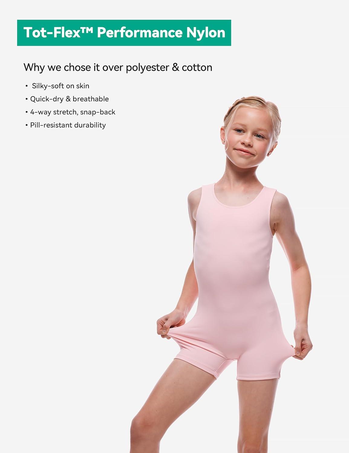 imageGirls Gymnastics Dance Sleeveless Leotard with Shorts Toddler Kids Tank Tumbling Biketard Unitard OutfitPink