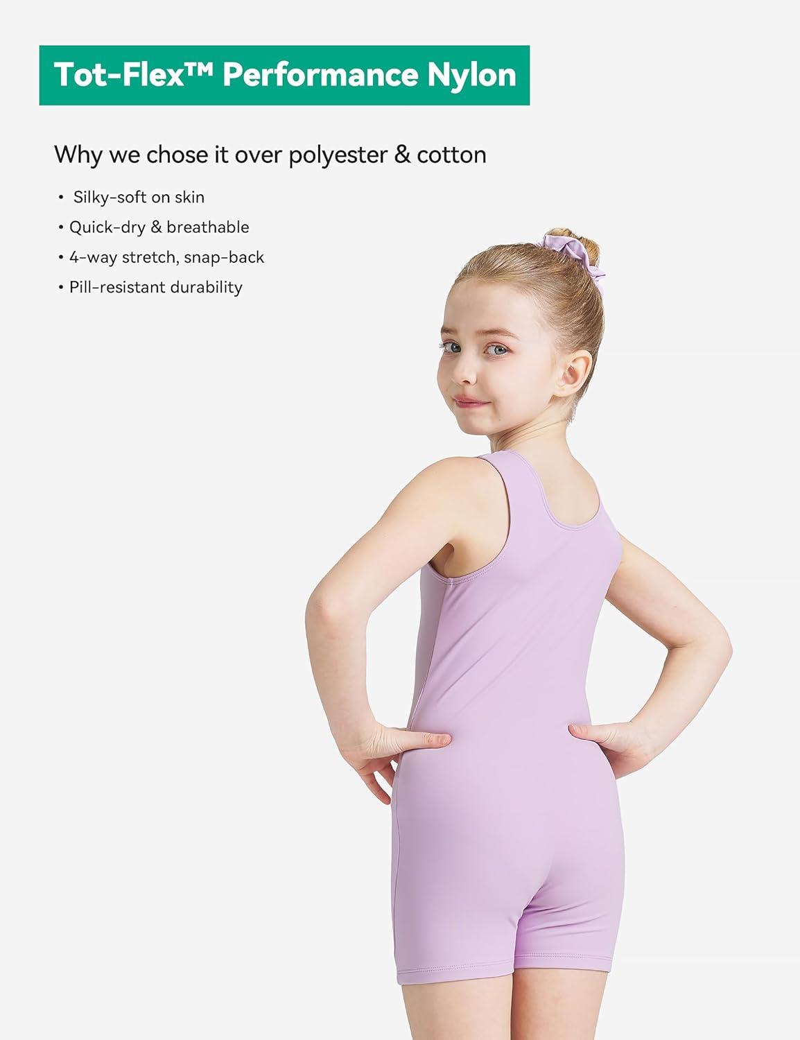 imageGirls Gymnastics Dance Sleeveless Leotard with Shorts Toddler Kids Tank Tumbling Biketard Unitard OutfitPurple