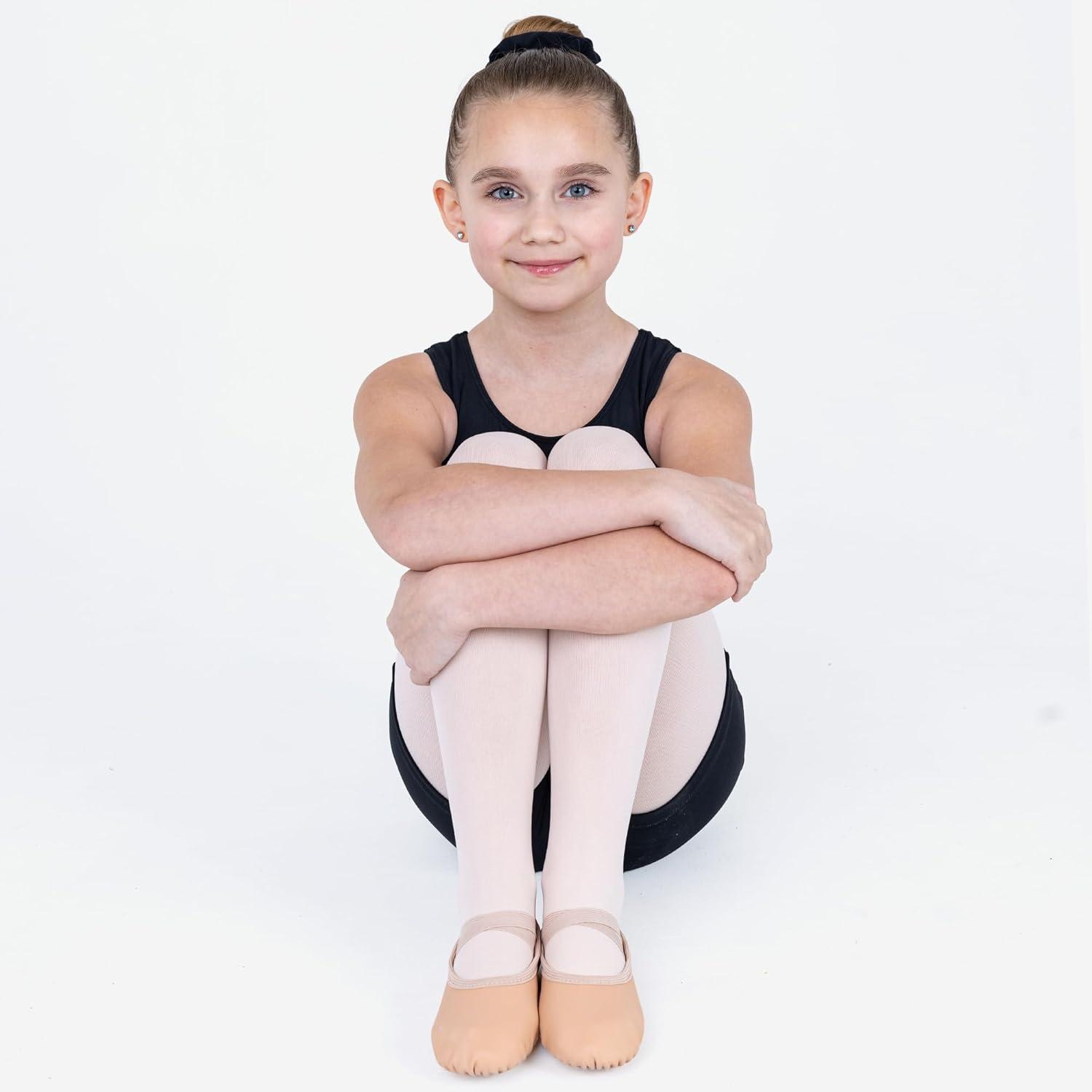 imageLeather Ballet Dance Shoes for Little Girls Boys Toddler Kids Split Sole Ballerina Soft SlippersNude