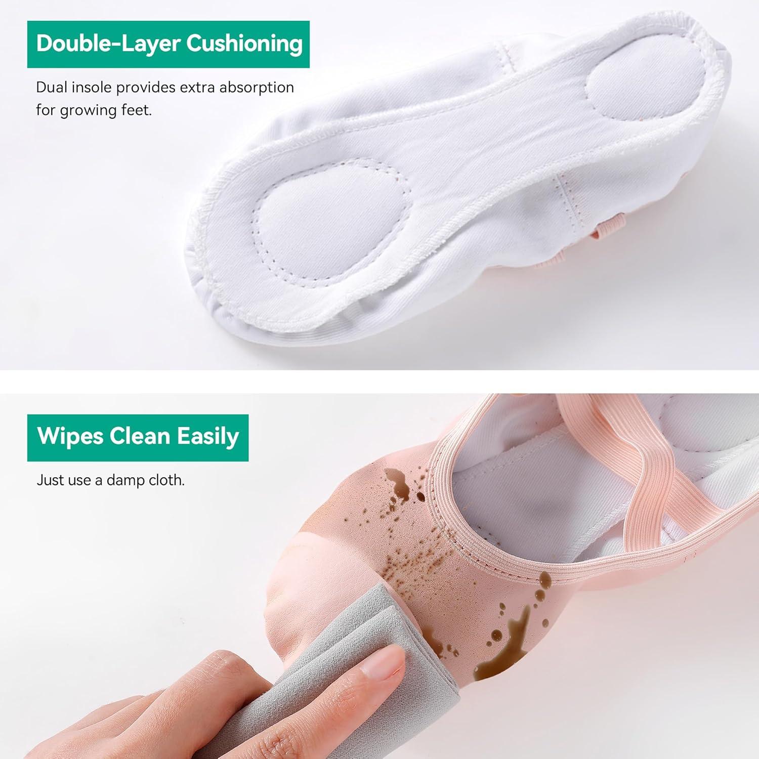 imageLeather Ballet Dance Shoes for Little Girls Boys Toddler Kids Split Sole Ballerina Soft SlippersPink