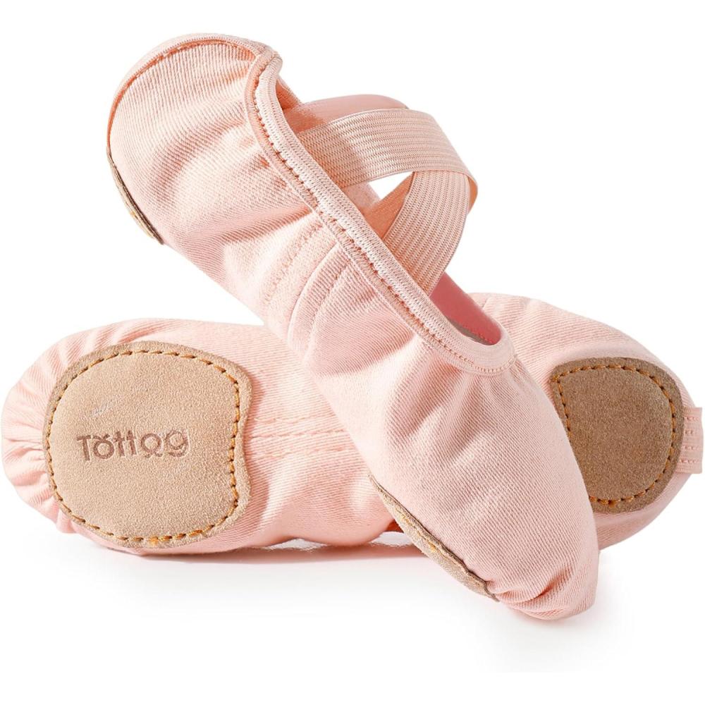 imageBallet Dance Canvas Shoes for Little Girls Toddler Kids Split Sole Ballerina Soft SlippersBallet Pink
