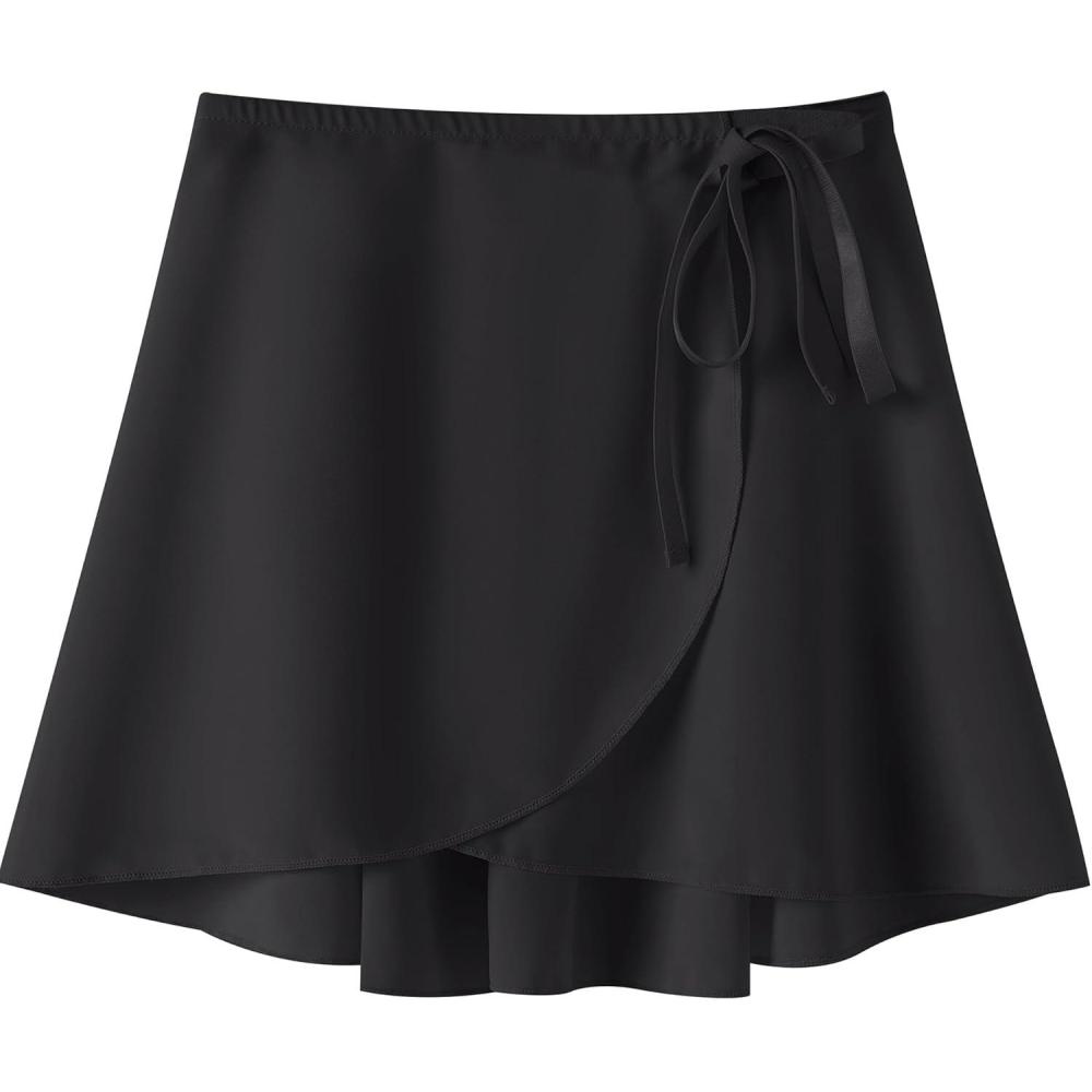 imageBallet Dance Wrap Skirt for Girls Toddler Kids Ballerina Chiffon SkirtBlack