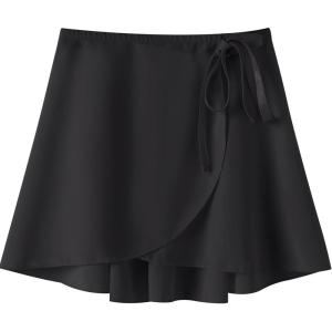 Ballet Dance Wrap Skirt for Girls, Toddler Kids Ballerina Chiffon Skirt(Black)