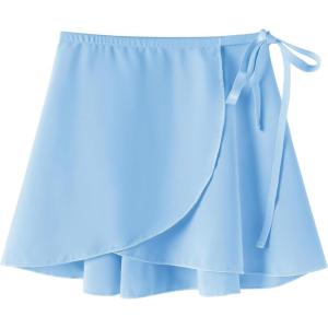 Ballet Dance Wrap Skirt for Girls, Toddler Kids Ballerina Chiffon Skirt(Blue)