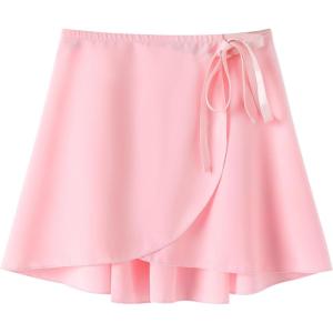 Ballet Dance Wrap Skirt for Girls, Toddler Kids Ballerina Chiffon Skirt(Pink)