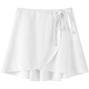 Ballet Dance Wrap Skirt for Girls, Toddler Kids Ballerina Chiffon Skirt(White)